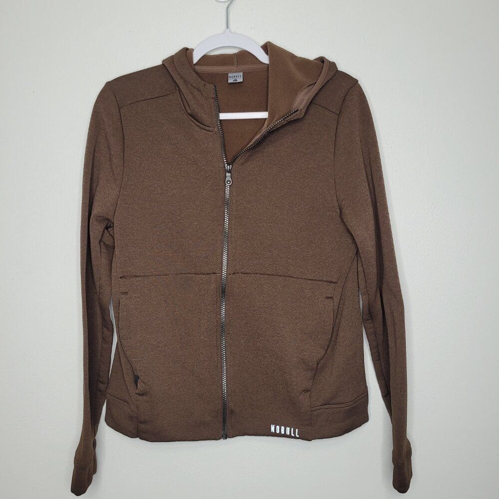 Nobull Hoodie Womens M Brown Full Zip Performance Jacket Sweatshirt Stretch
